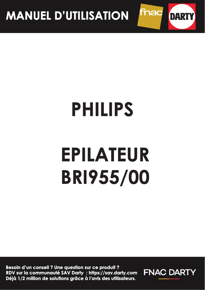Page 1 of the manual User Manual Philips Lumea BRI955