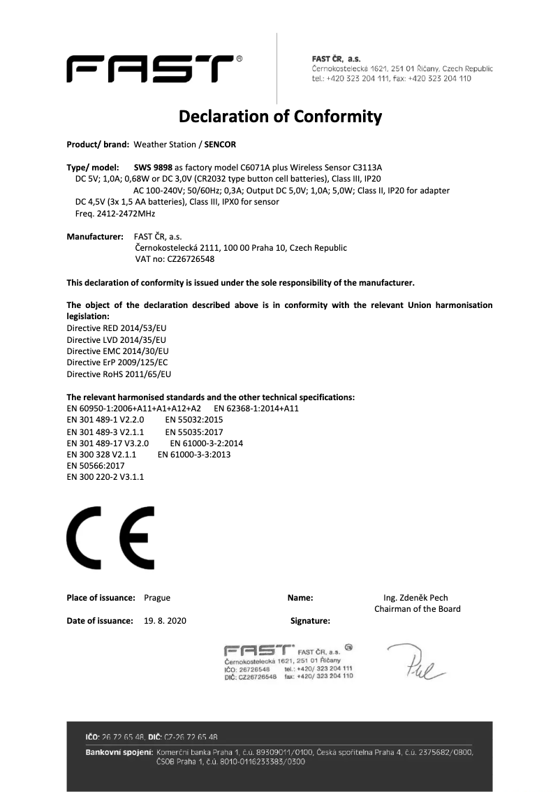 Page 1 de la notice Manuel utilisateur Sencor SWS 9898 WiFi