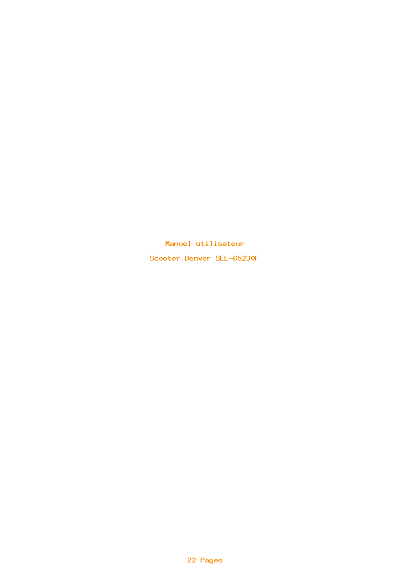 Page 1 de la notice Manuel utilisateur Denver SEL-65230F