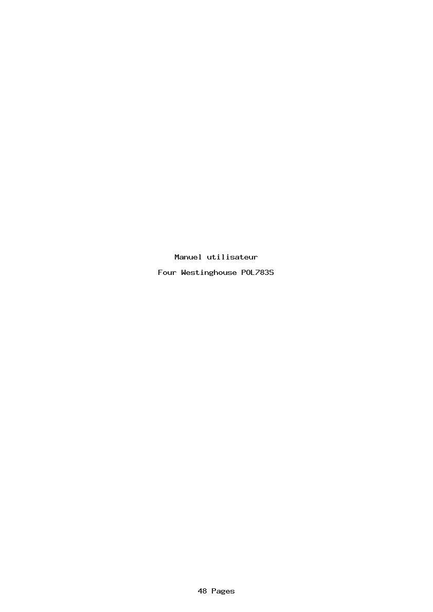 Page 1 de la notice Manuel utilisateur Westinghouse POL783S