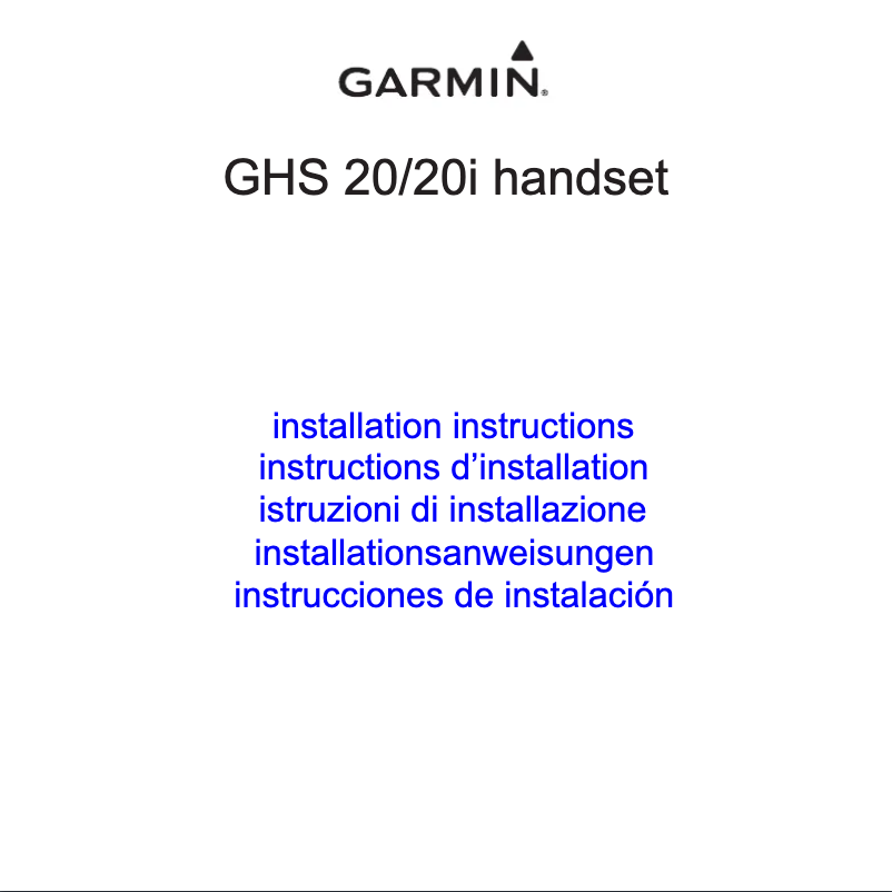 Page 1 de la notice Manuel utilisateur Garmin GHS 20
