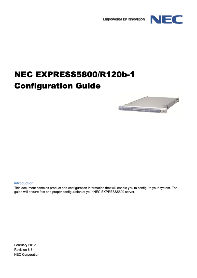 Page 1 de la notice Manuel utilisateur NEC Express5800 R120B-1