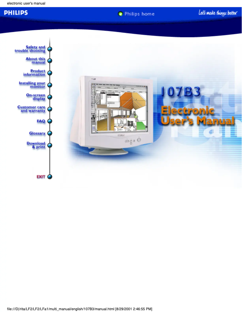 Page n°1 - Manuel utilisateur Philips 107B30