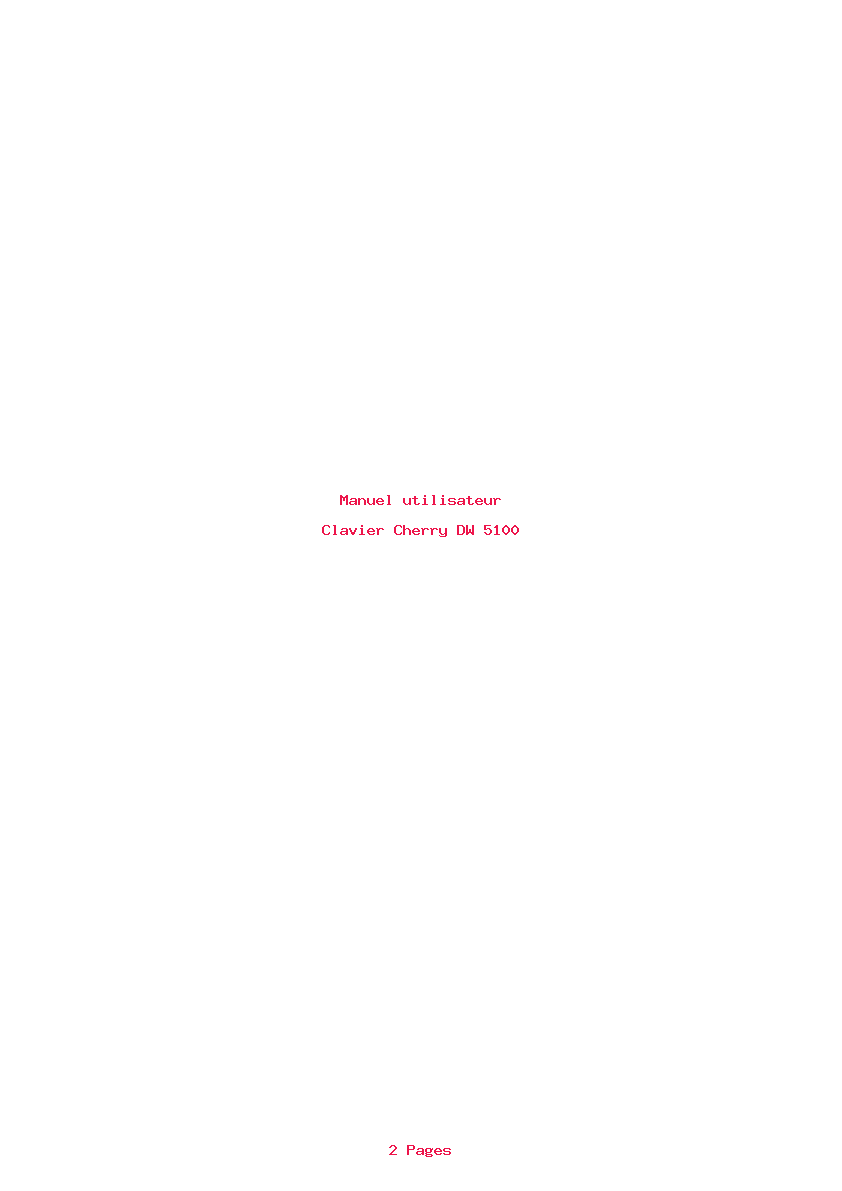 Page 1 de la notice Manuel utilisateur Cherry DW 5100