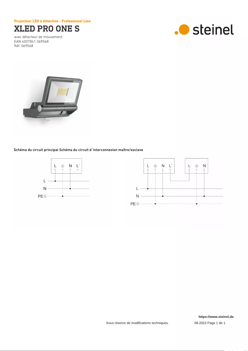 Página 1 del manual Diagrama de cableado Steinel XLED PRO ONE S
