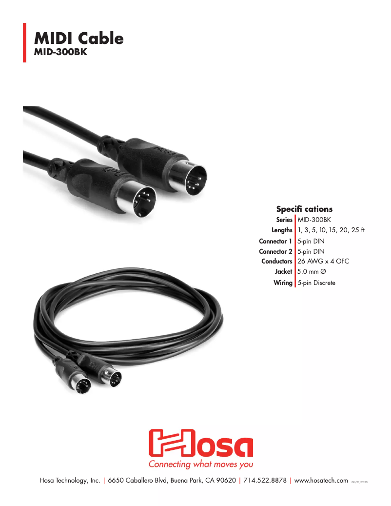 Page 1 de la notice Manuel utilisateur Hosa MID-300BK