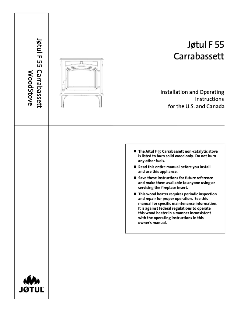 Page 1 de la notice Manuel utilisateur Jøtul F 55 CARRABASSETT