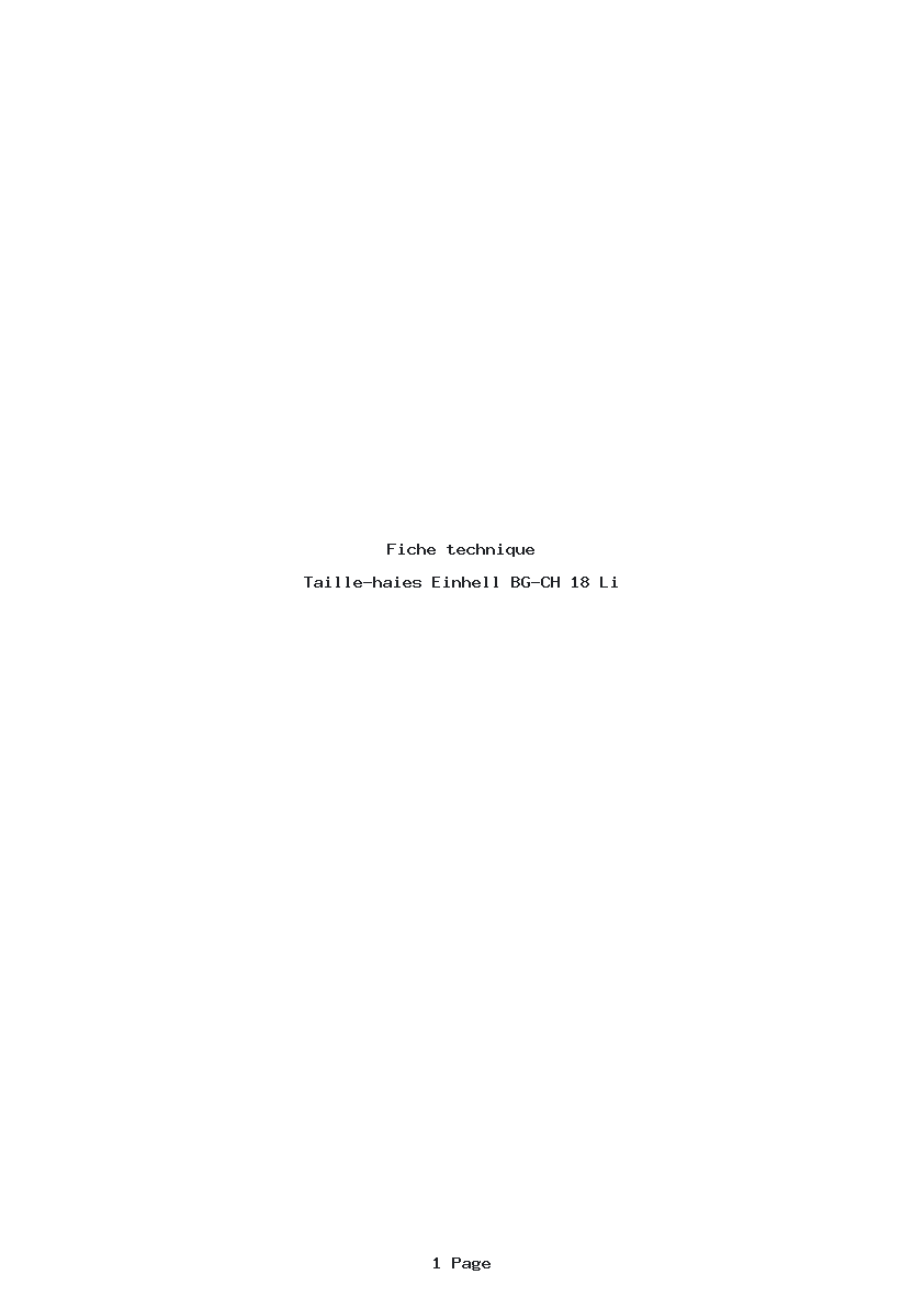 Page 1 de la notice Fiche technique Einhell BG-CH 18 Li
