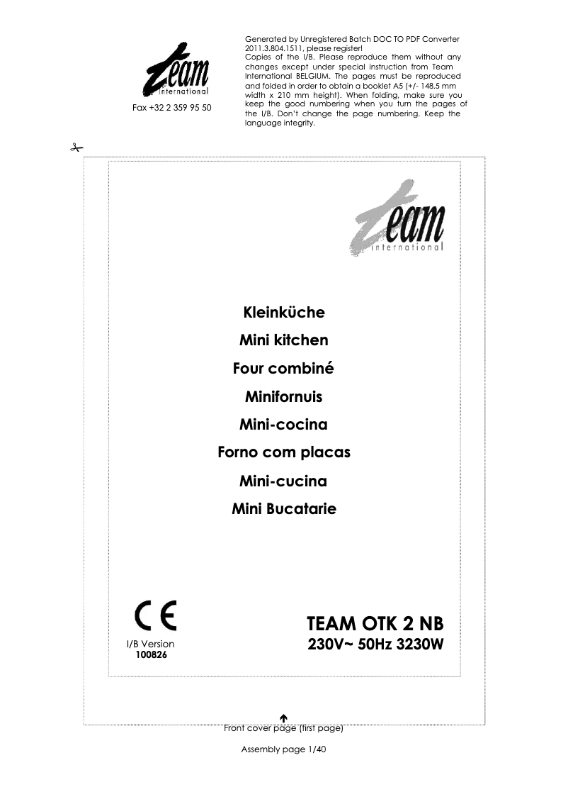 Page 1 de la notice Manuel utilisateur Team OTK 2