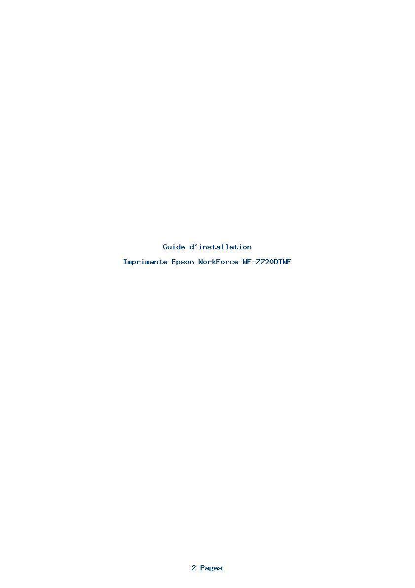 Page 1 de la notice Guide d'installation Epson WorkForce WF-7720DTWF