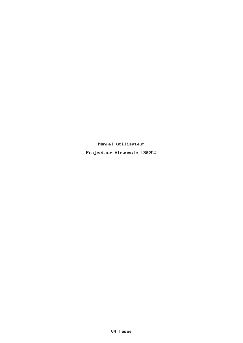 Page 1 de la notice Manuel utilisateur Viewsonic LS625X