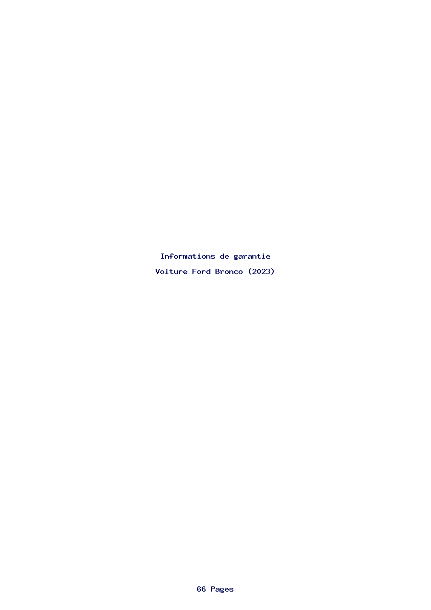 Page 1 de la notice Informations de garantie Ford Bronco (2023)