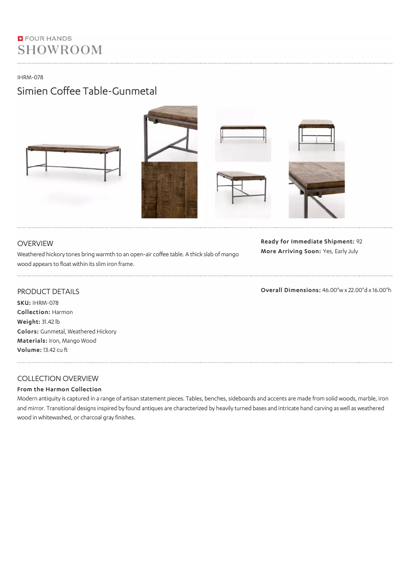 Page 1 de la notice Manuel utilisateur Four Hands IHRM-078