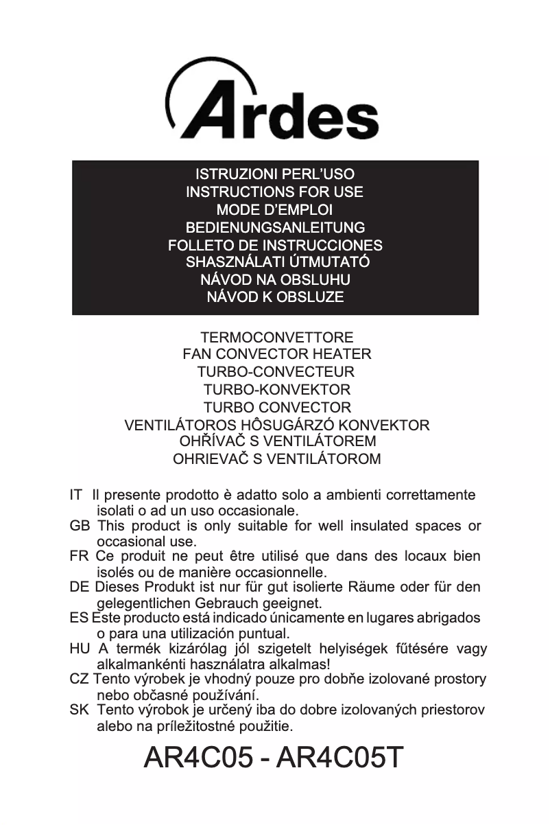 Page 1 de la notice Manuel utilisateur Ardes AR4C05T