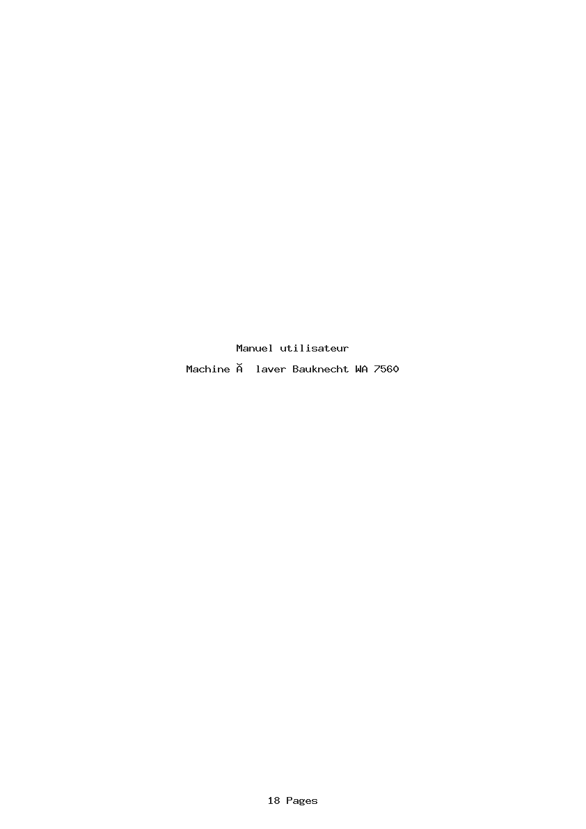 Page 1 de la notice Manuel utilisateur Bauknecht WA 7560