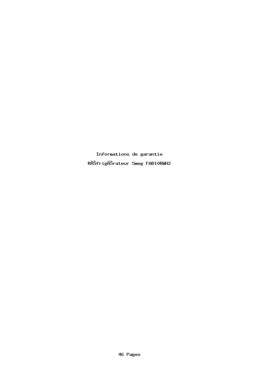 Page 1 de la notice Informations de garantie Smeg FAB10RWH2