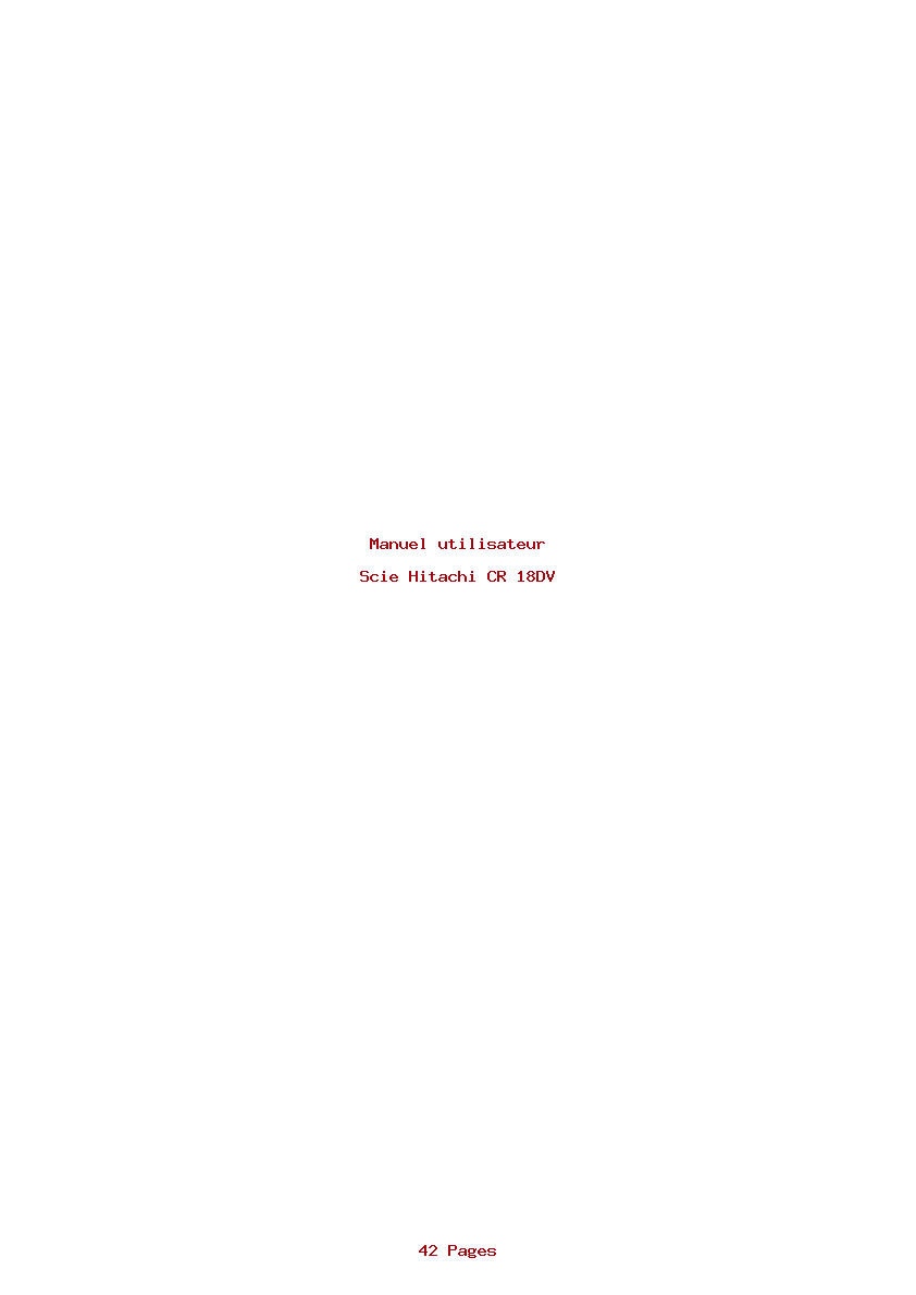 Page 1 de la notice Manuel utilisateur Hitachi CR 18DV