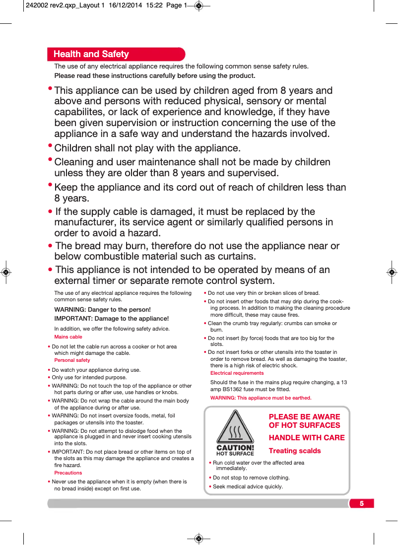 Page 1 de la notice Manuel utilisateur Morphy Richards Accents 242002