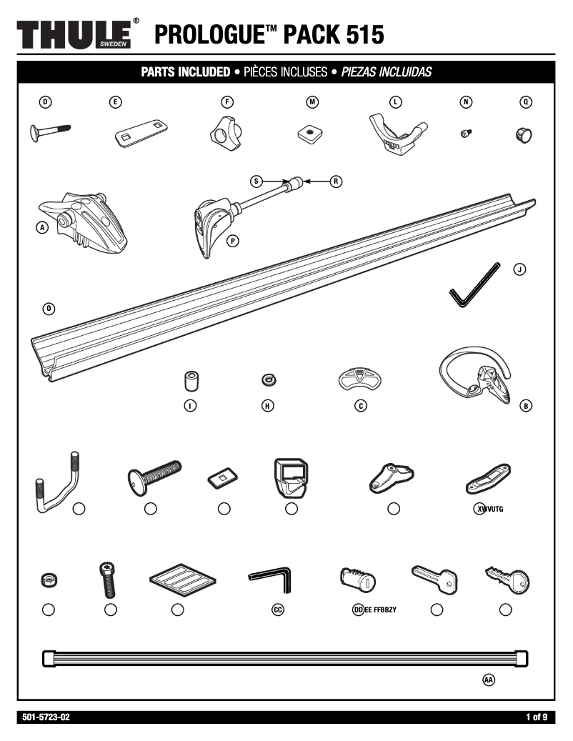 Page 1 de la notice Manuel utilisateur Thule Prologue Pack 515