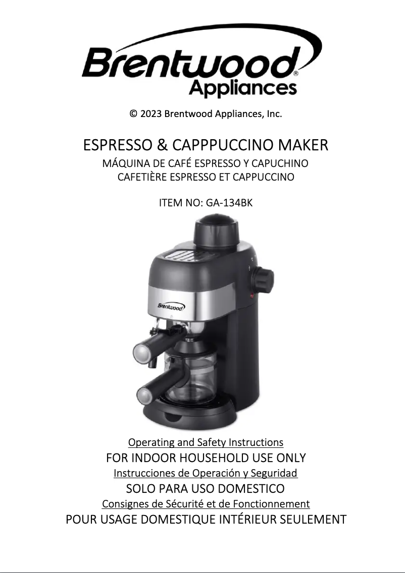 Page 1 de la notice Manuel utilisateur Brentwood GA-134BK