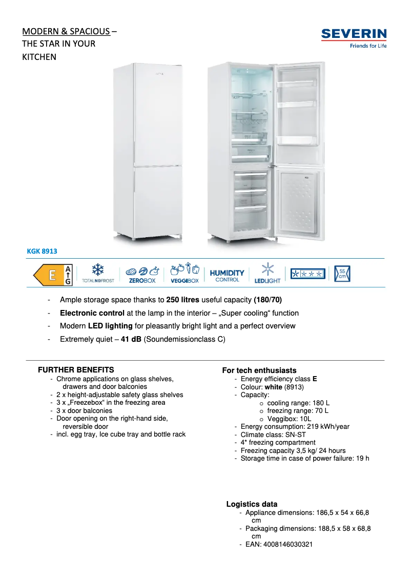 Page 1 de la notice Fiche technique Severin KGK 8913