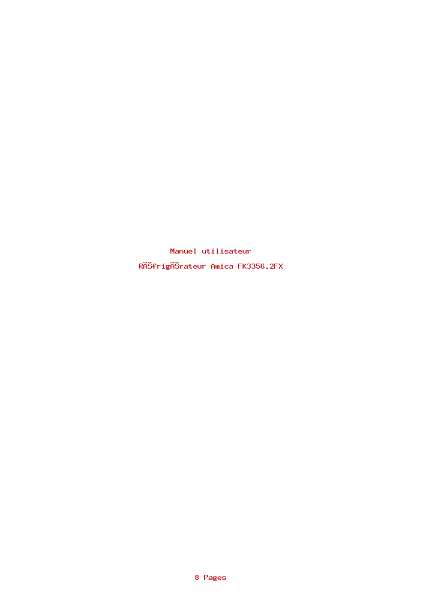 Page 1 de la notice Manuel utilisateur Amica FK3356.2FX
