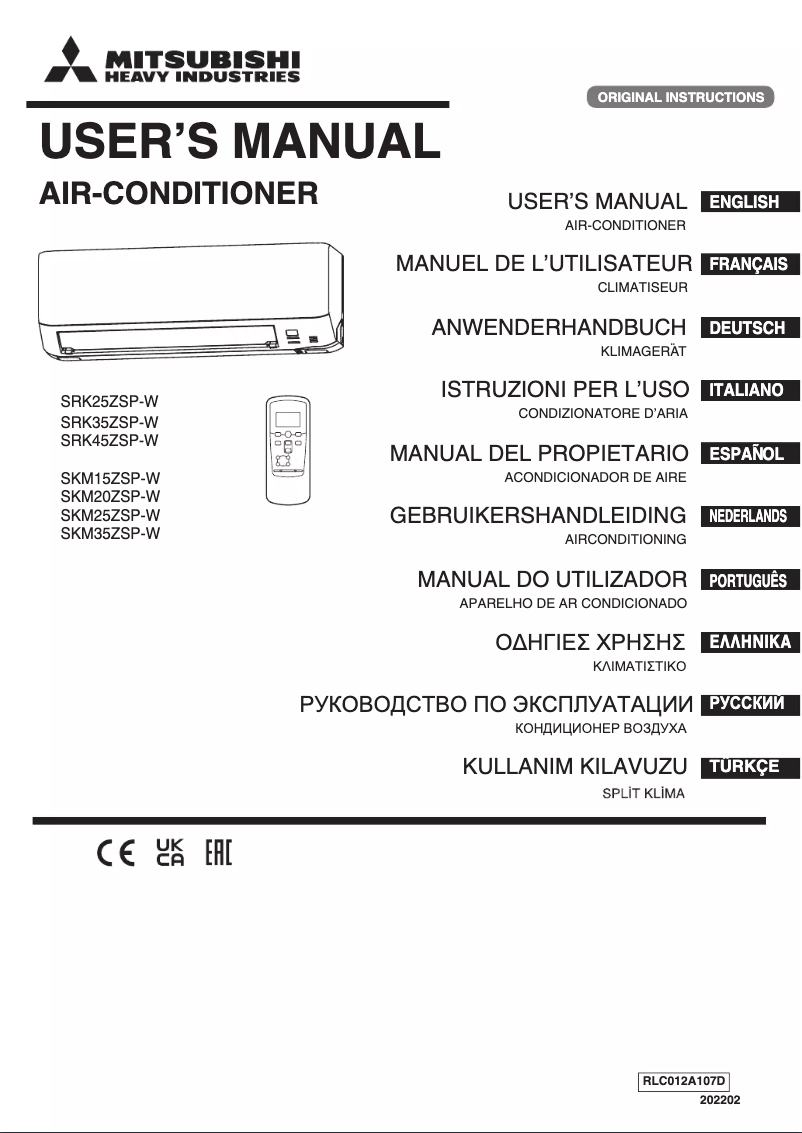 Página 1 del manual Manual de usuario Mitsubishi SRK45ZSP-W