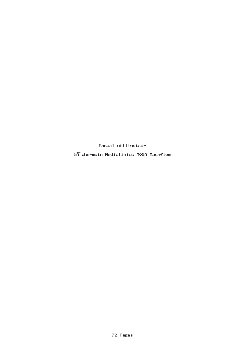 Page 1 de la notice Manuel utilisateur Mediclinics M09A Machflow