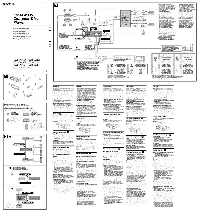 Page 1 de la notice Guide d'installation Sony CDX CA650V