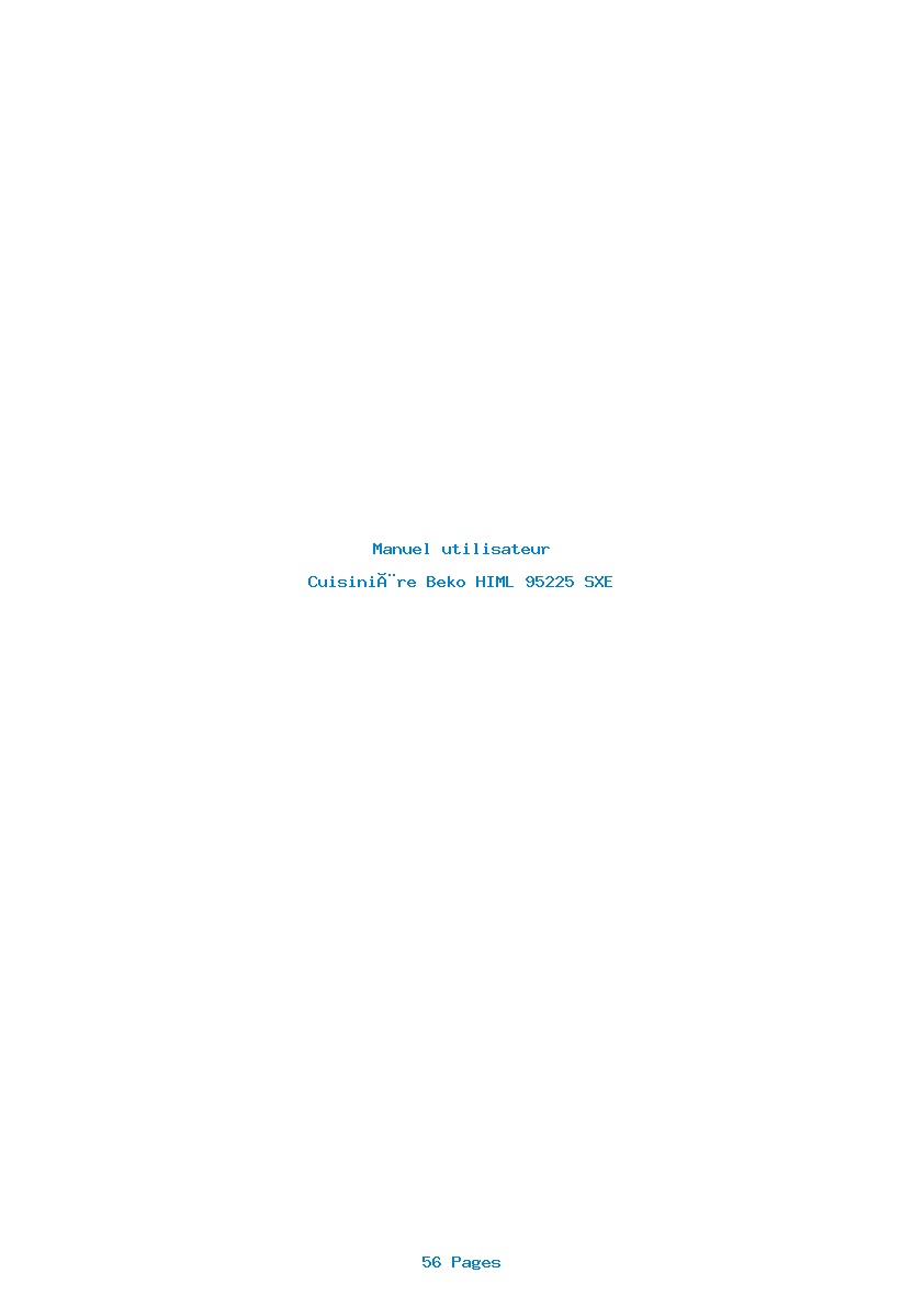 Page 1 de la notice Manuel utilisateur Beko HIML 95225 SXE