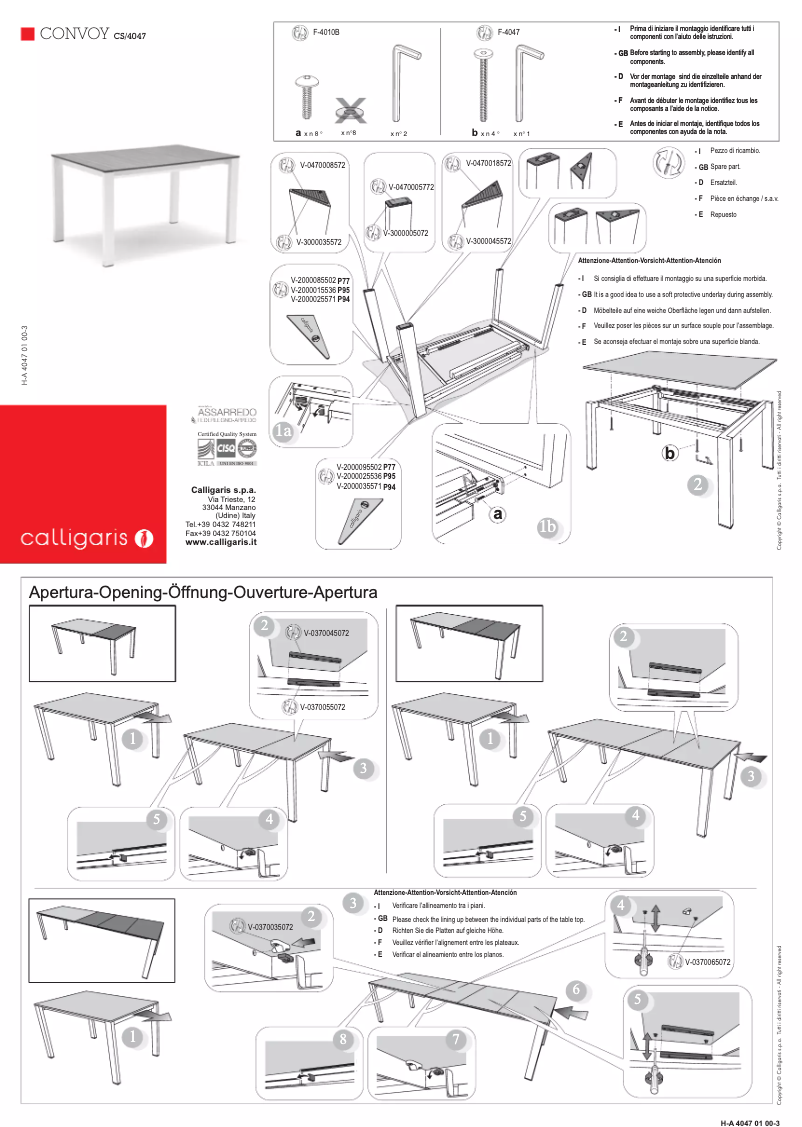 Page 1 de la notice Manuel utilisateur Calligaris .com CS-4047-MSM