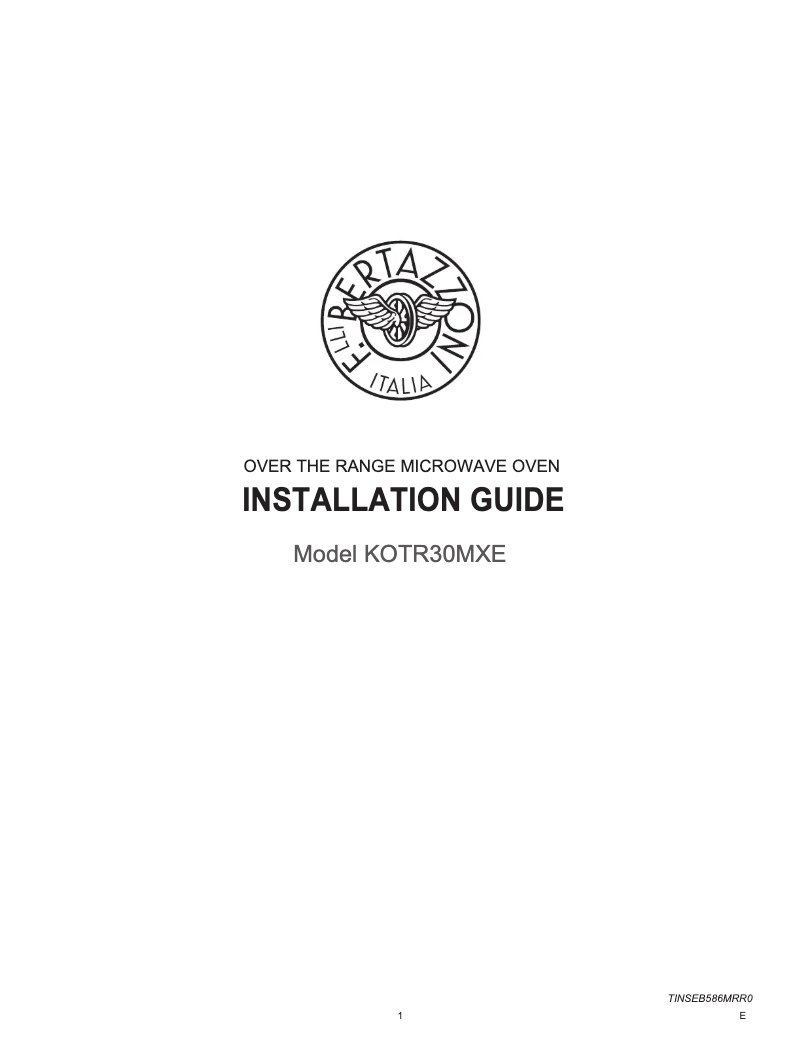 Página 1 del manual Guía de instalación Bertazzoni KOTR30MXE