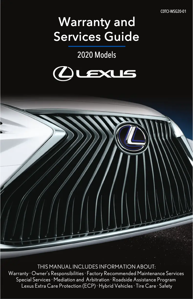 Page 1 de la notice Informations de garantie Lexus LS 500 (2020)