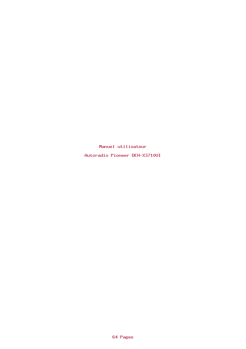 Image de la première page du manuel de l'appareil DEH-X3710UI