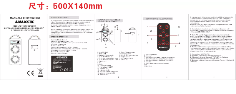 Page 1 de la notice Manuel utilisateur Majestic TS-79 BT
