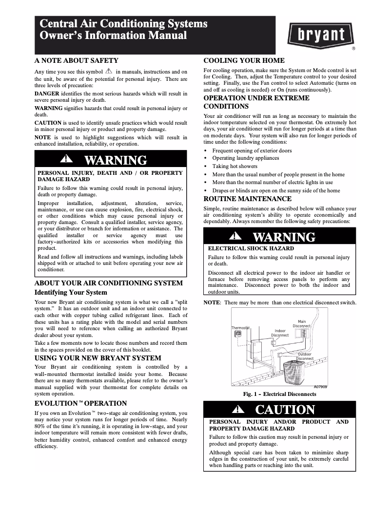 Page 1 de la notice Manuel utilisateur Bryant Legacy 106A
