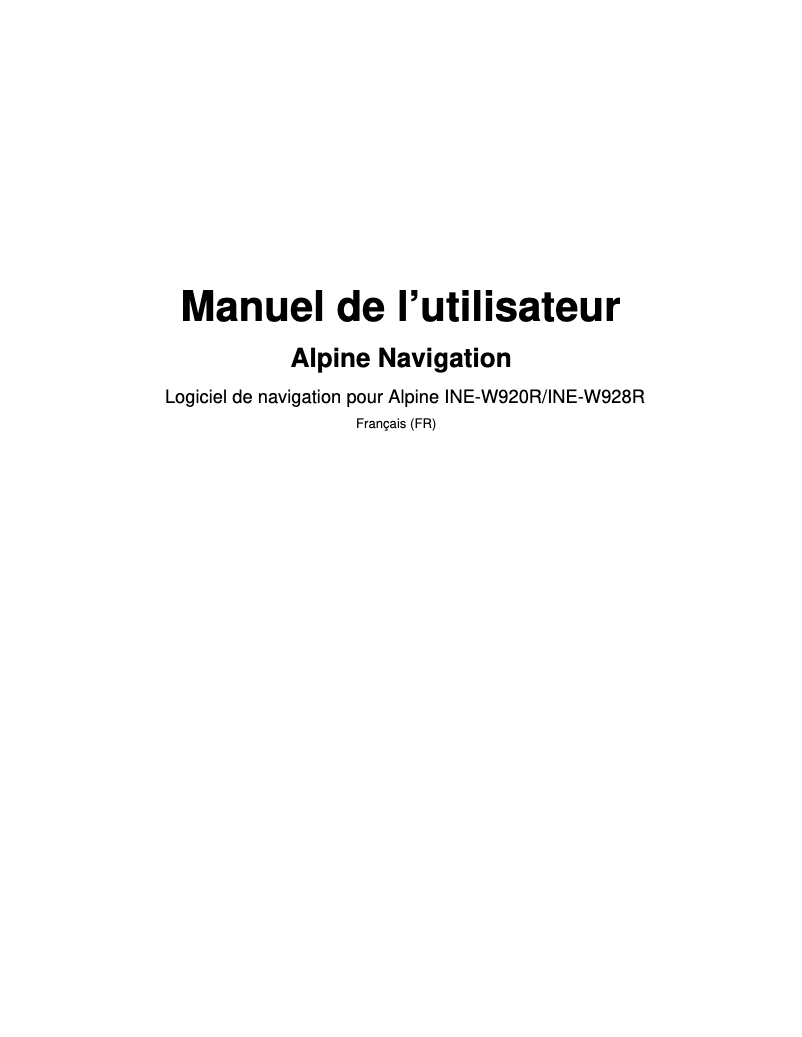 Page 1 de la notice Manuel utilisateur Alpine INE-W920R