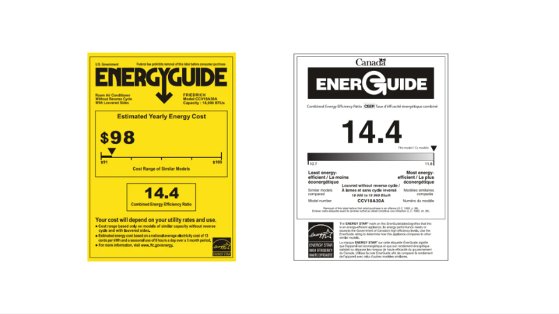 Page 1 of the manual Energy Label Friedrich Chill Premier Inverter CCV18A30A