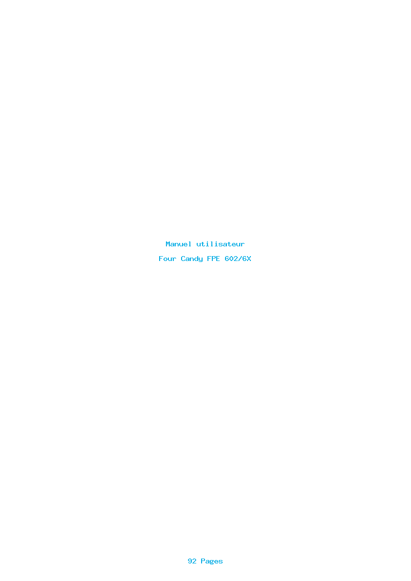 Page 1 de la notice Manuel utilisateur Candy FPE 602/6X