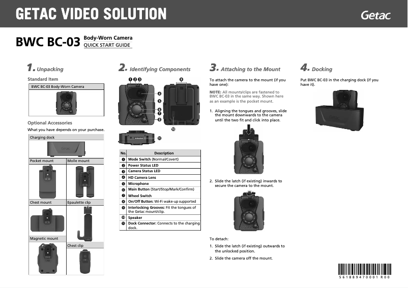 Page 1 of the manual Quick Start Guide Getac BC-03