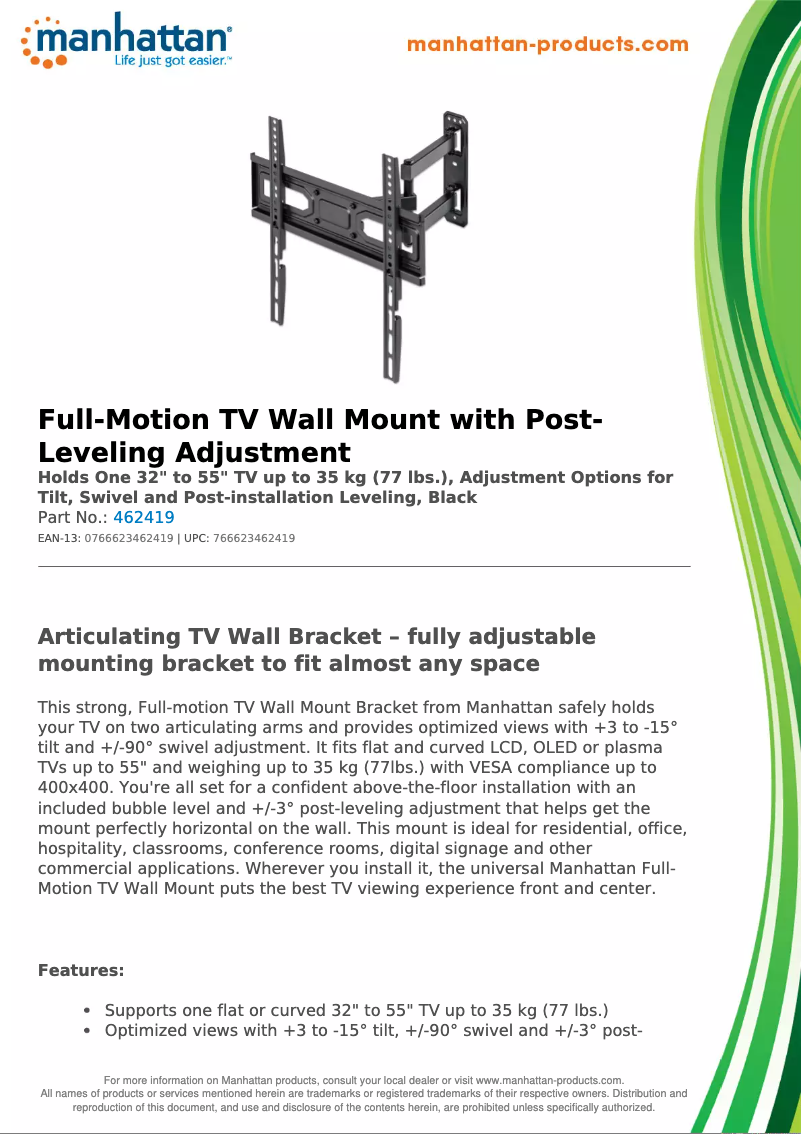Page 1 de la notice Fiche technique Manhattan 462419
