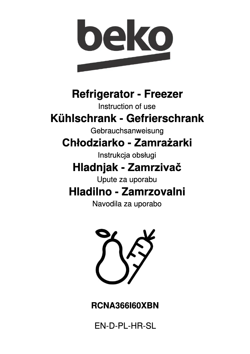 Page 1 de la notice Manuel utilisateur Beko RCNA366I60XBN