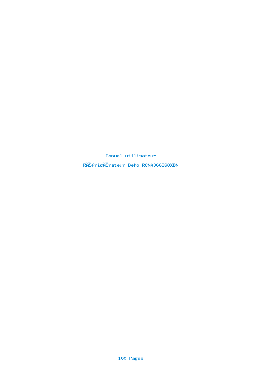 Page 1 de la notice Manuel utilisateur Beko RCNA366I60XBN