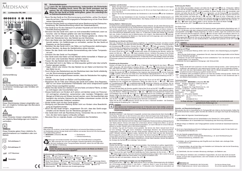 Page 1 de la notice Manuel utilisateur Medisana WL 444