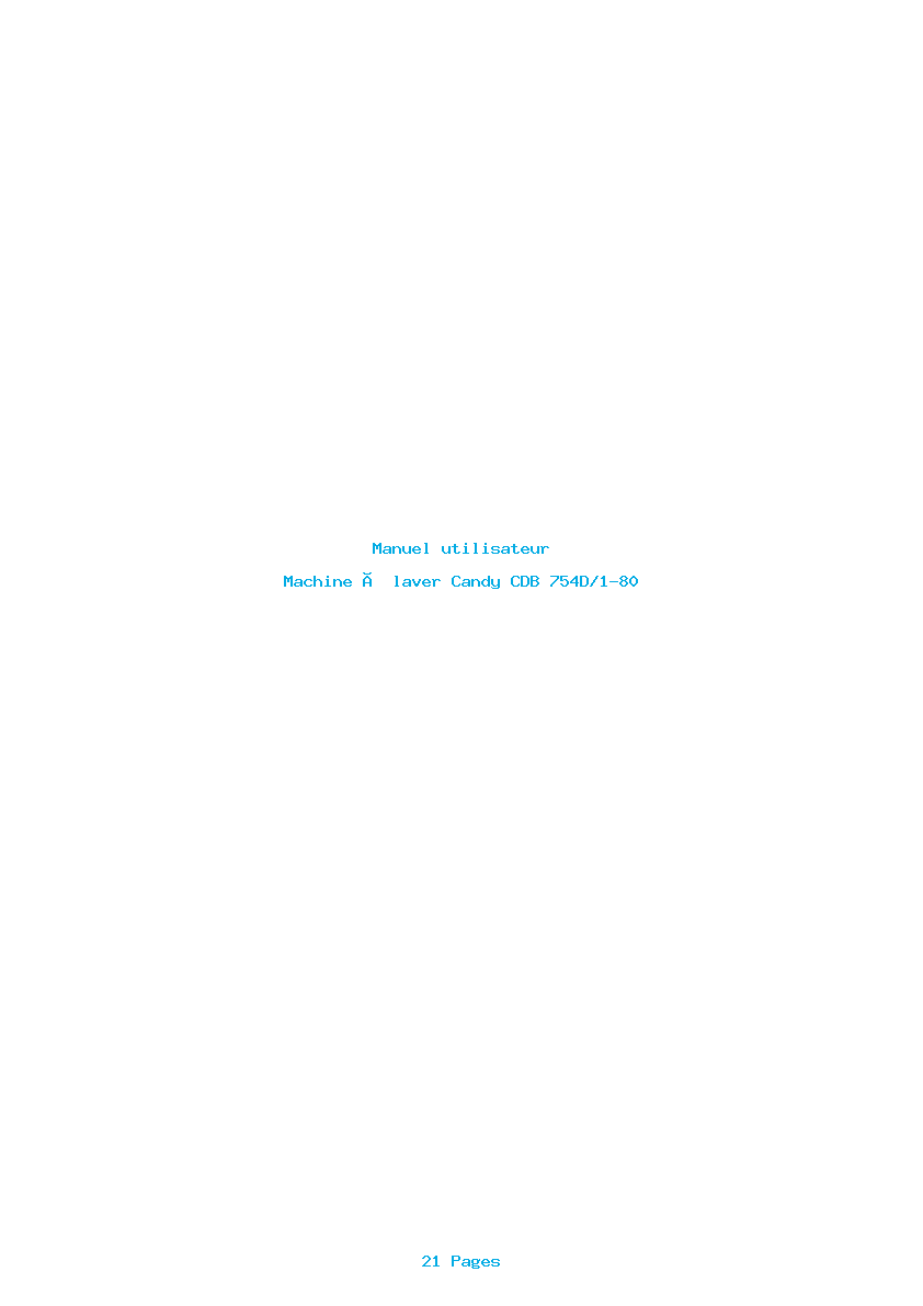 Page 1 de la notice Manuel utilisateur Candy CDB 754D/1-80