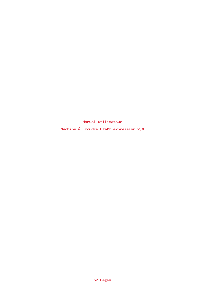 Page 1 de la notice Manuel utilisateur Pfaff expression 2.0
