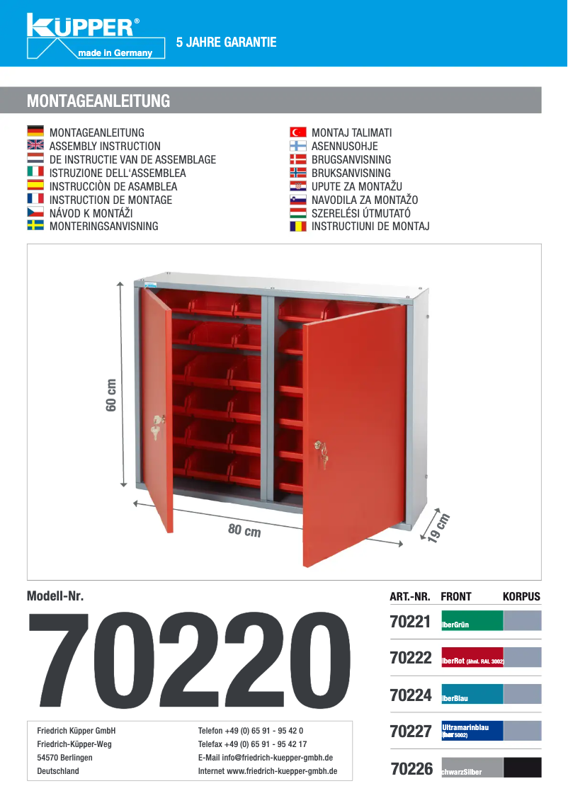 Page 1 de la notice Manuel utilisateur Küpper 70227