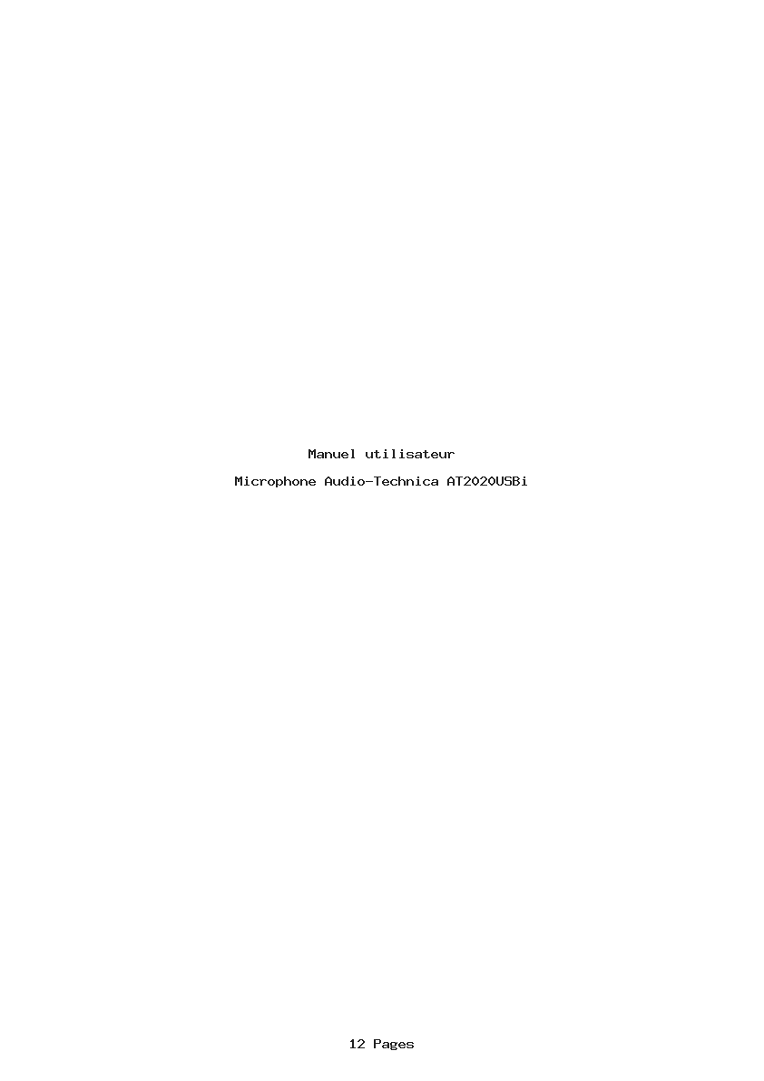 Page 1 de la notice Manuel utilisateur Audio-Technica AT2020USBi