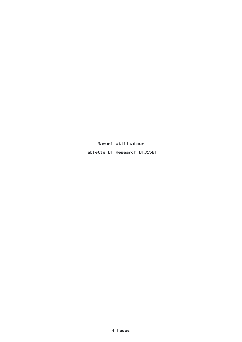 Page 1 de la notice Manuel utilisateur DT Research DT315BT
