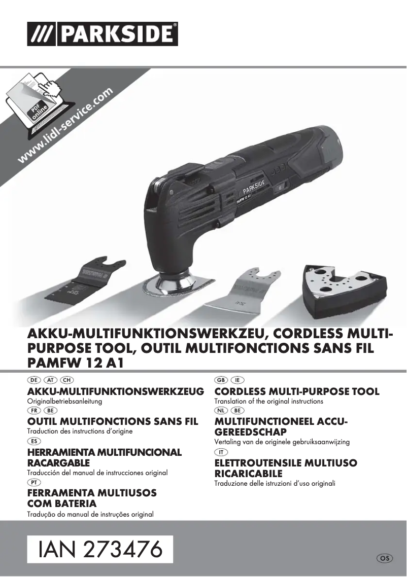 Page 1 de la notice Manuel utilisateur Parkside PAMFW 12 A1